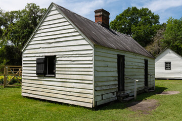 Charleston, South Carolina, USA - April 10, 2023: Slave Cabin at the historic Magnolia Plantation in Charleston, South Carolina.