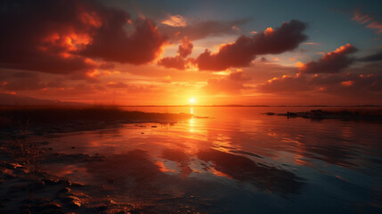 Fototapeta na wymiar A Perfect End to the Day, Beautiful Sunset Background Generative AI