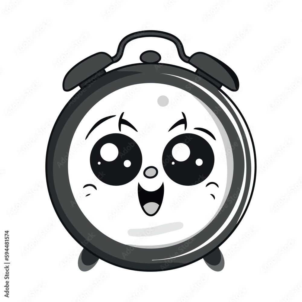 Poster Cheerful cartoon clock waking up with joy