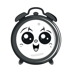 Cheerful cartoon clock waking up with joy