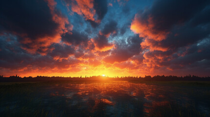 Fototapeta na wymiar Spectacular Sunset, A Colorful Nature Sky Background Generative AI