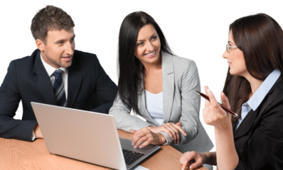 Portrait of Businesspeople Working with Laptop