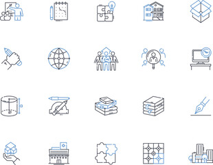 Operations line icons collection. Efficiency, Logistics, Productivity, Optimization, Quality, Inventory, Maintenance vector and linear illustration. Supply,Management,Performance outline signs set