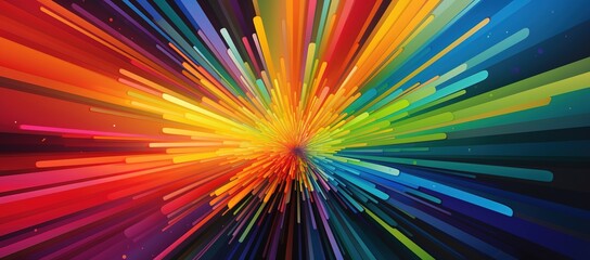 Fototapeta premium Colorful burst of lines background. Generative AI illustration