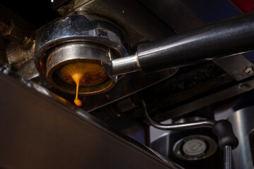 coffee maker machine making espresso and cappuccino, colombian coffee