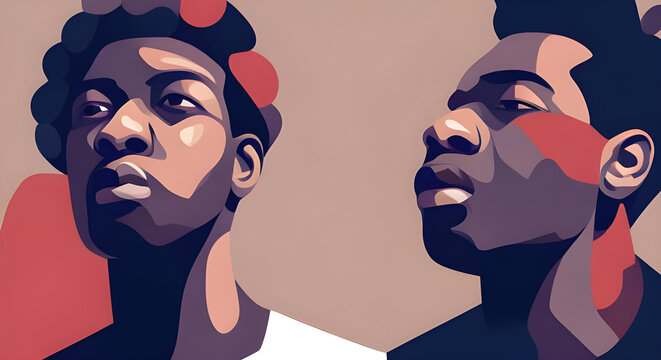 Proud men with an attitude bipoc people of color pride digital painting with copy space generative ai illustration
