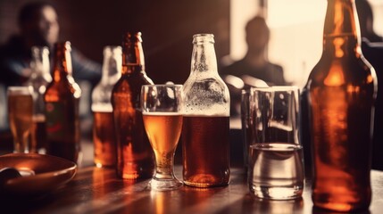 Joyful Get-Together: Friends Enjoying Beer and Happiness, generative ai