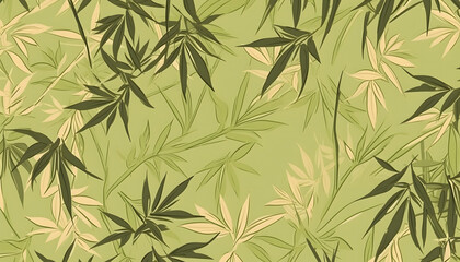 Fototapeta na wymiar Natural green bamboo with leaf seamless pattern, Generative AI