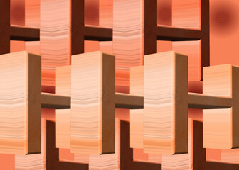 Beige analog cubes inlaid with yellow