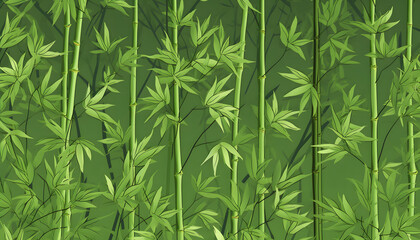 Naklejka na ściany i meble Bamboo with leaf seamless pattern background