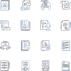 commission line icons collection. Fees, Compensation, Remuneration, Pay, Incentive, Earnings, Percentage vector and linear illustration. Bonus,Royalty,Brokerage outline signs set