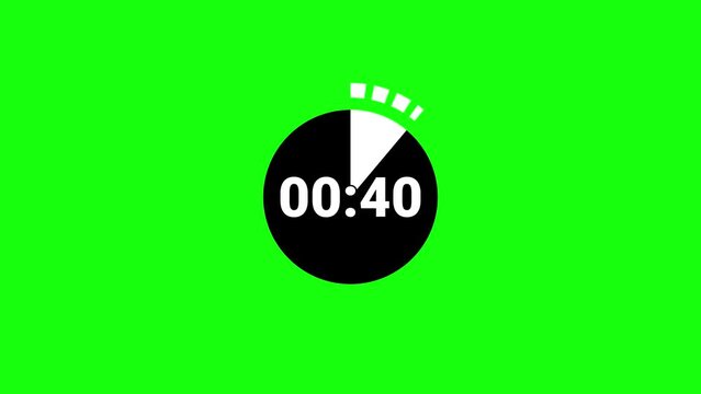 Animation 45 second green screen. Stopwatch icon motion graphics on green screen