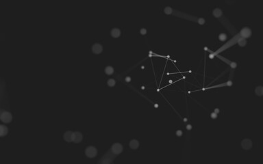 Abstract background. Molecules technology with polygonal shapes, connecting dots and lines. Connection structure. Big data visualization.