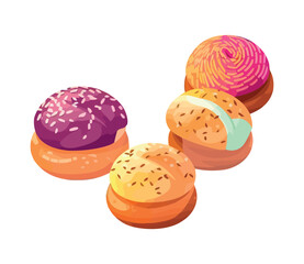 Sweet donut with icing and sprinkles