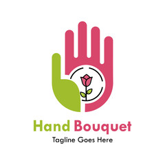 hand bouquet design logo template illustration