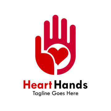 Heart hands logo template illustration