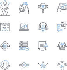 Customer resources line icons collection. Support, Knowledge, Assistance, Solutions, Empowerment, Guidance, Education vector and linear illustration. Training,Communication,Self-help outline signs set