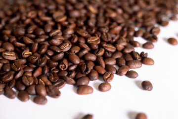 Roasted coffee beans background  colombian coffe rought coffee