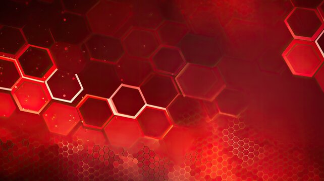 Abstract geometric red hexagons shape background, good for medicine and science, web banner, AI