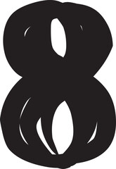 Obraz premium Number 8 alphabet, burr letter thick stroke.