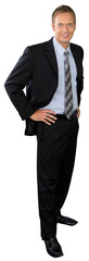 Businessman standing with his hands on his hips