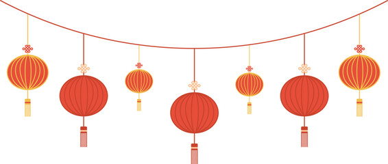 Chinese lantern. Decorations for Chinese New Year. Celebrate Lantern Festival. Element for design Traditional Asian decor. Vector illustration © 愛雯 黃