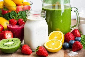 Ingredients for making a healthy smoothie. Generative AI