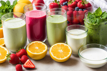 Ingredients for making a healthy smoothie. Generative AI