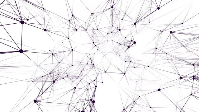 Black plexus motions on a white background. Seamless loop.