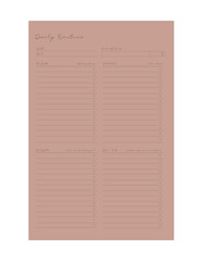 (peach) Daily Routine planner.