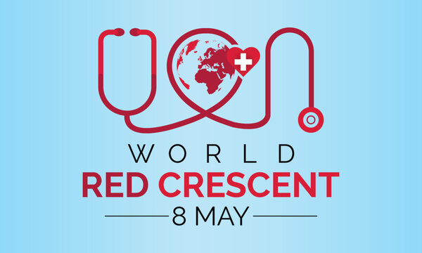 World red cross day, 8th may concept with vector  illustration of red cross symbol with heart shape and stethoscope