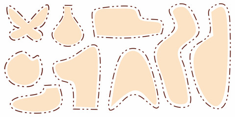 stitches label sticker decoration design support elemen set collection retro color bubble