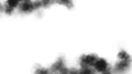 Halftone smoke  texture. Black and white dotted fog or smog background. Comic style design  for banners, collages, posters. Monochrome grunge wallpaper. Vector © vika_k