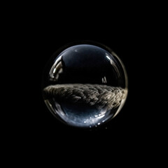 Glass Sphere Ball on black background