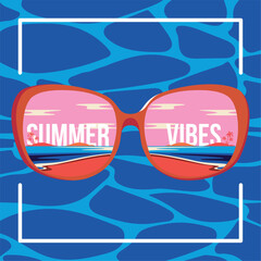 Isolated summer sunglasses summer vibes background Vector