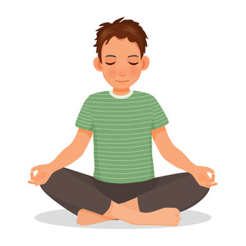 Young man practicing yoga meditation in lotus position