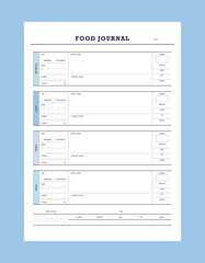 Food Jounral planner. Plan you food day easily. Vector illustration
