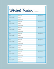 Workout Tracker planner.