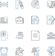 Management appraisal line icons collection. Evaluation, Assessment, Feedback, Recognition, Performance, Review, Analysis vector and linear illustration. Audit,Grading,Valuation outline signs set