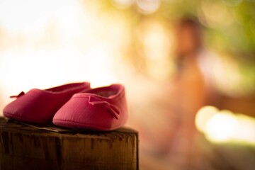 baby shoes with blurred background