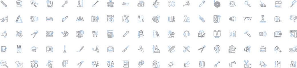 Computer systems line icons collection. Hardware, Software, Motherboard, CPU, GPU, RAM, SSD vector and linear illustration. HDD,BIOS,Monitor outline signs set