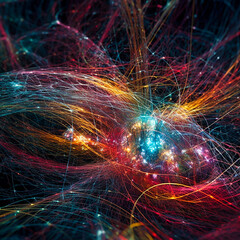 A graphic representation of the hadron collider. AI generativ.