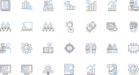 Assessment line icons collection. evaluation, diagnosis, measurement, analysis, feedback, appraisal, judgement vector and linear illustration. ranking,grading,testing outline signs set
