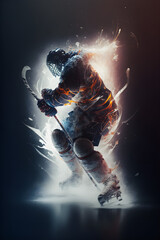 Obraz na płótnie Canvas Credible_ice_hockey_full_artistic_surreal_volumetric_lighting
