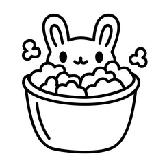 rabbit bunny litter box cartoon outline icon