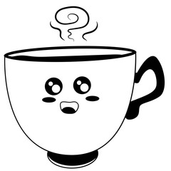 kawaii cup of coffee silhouette