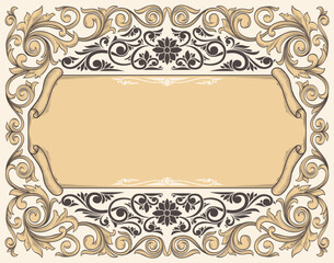 Decorative ornate retro floral blank card