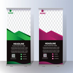 Roll Up Banner Signage Standee Template for Advertising and Multipurpose Use with Four Color Variations,display banner, brochure, x-banner, Standee Banner