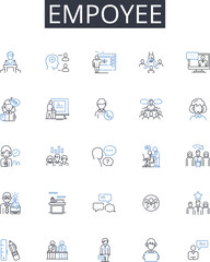 Empoyee line icons collection. Team member, Staffer, Worker bee, Crew member, Laborer, Office worker, Co-worker vector and linear illustration. Colleague,Workmate,Associate outline signs set