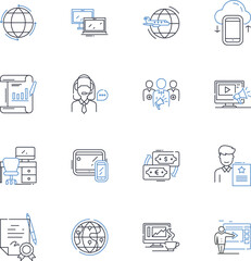 Business real estate line icons collection. Commercial, Industrial, Retail, Hospitality, Office, Warehouse, Development vector and linear illustration. Investment,Venture,Acquisition outline signs set